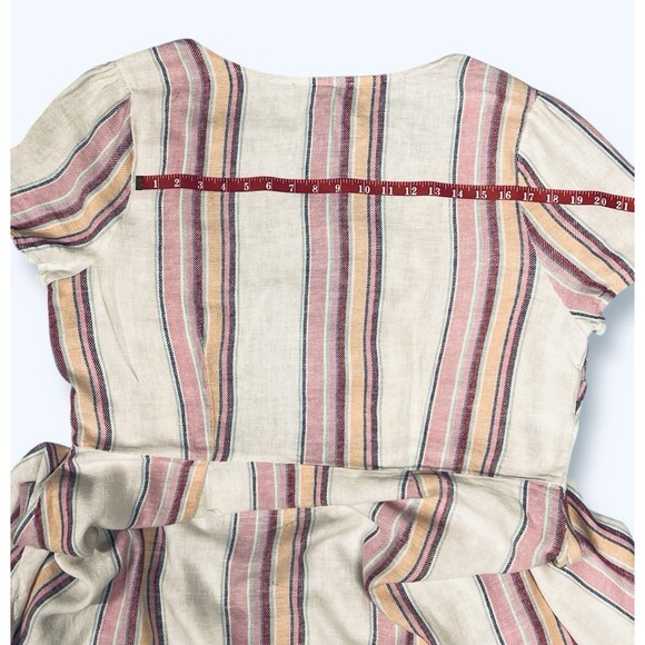 Forever 21+ Chambray Wrap Dress White Pink Orange Stripe Summer Plus Size 2X - Picture 12 of 14